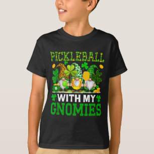 Pickleball mit Gnomies St. Patrick's Day Spieler T-Shirt