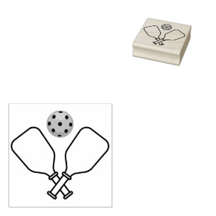 Pickleball mit Paddles & Ball Gummistempel