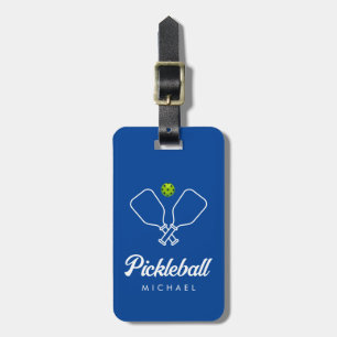 Pickleball mit Paddles und Ball Personalisiert bla Gepäckanhänger