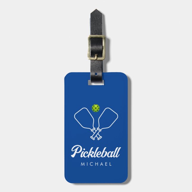 Pickleball mit Paddles und Ball Personalisiert bla Gepäckanhänger (Vorderseite vertikal)