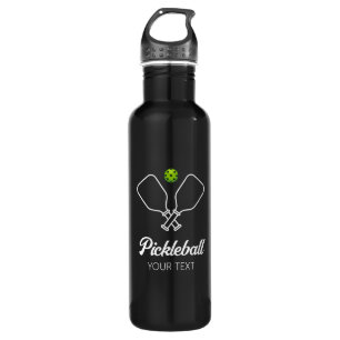 Pickleball mit Paddles und Ball Personalisiert Edelstahlflasche