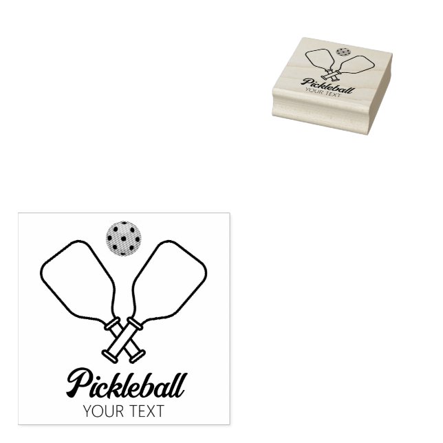 Pickleball mit Paddles und Ball Personalisiert Gummistempel (Stempel)
