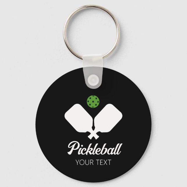 Pickleball mit Paddles und Ball Personalisiert Schlüsselanhänger (Vorderseite)
