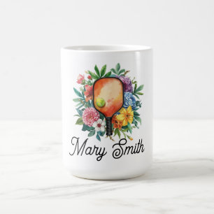 Pickleball mit schönen Blumen Kaffeetasse