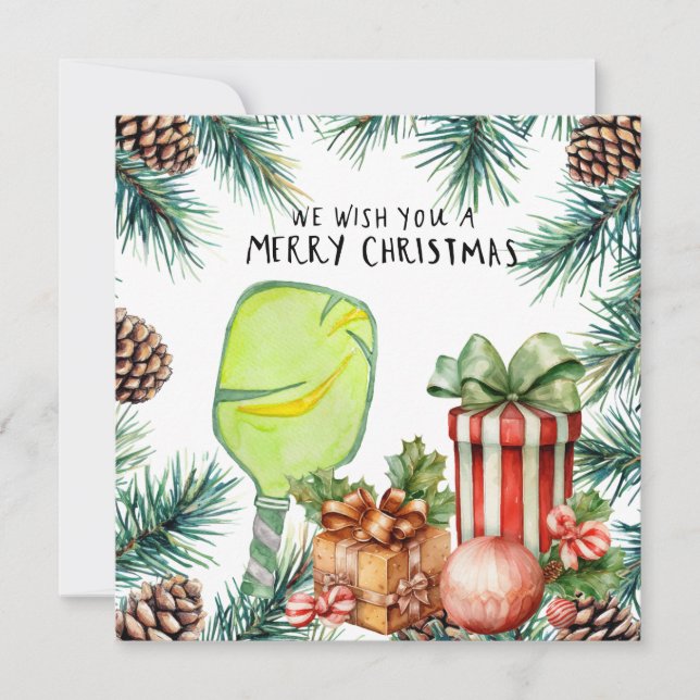 Pickleball mit Weihnachtsrahmen Feiertagskarte (Vorderseite)
