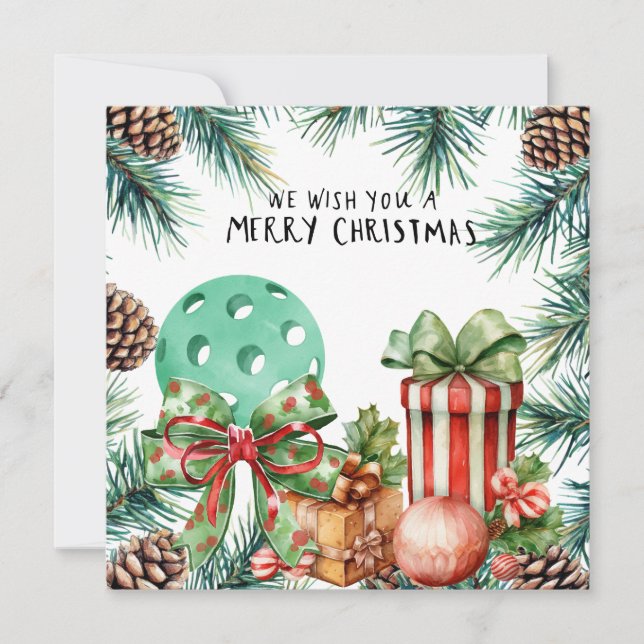 Pickleball mit Weihnachtsrahmen Feiertagskarte (Vorderseite)