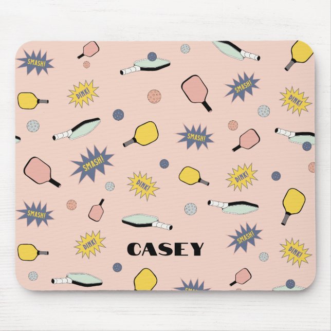 Pickleball Monogram Add Your Name Fun Colorful Mousepad (Vorne)