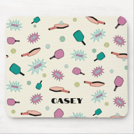 Pickleball Monogram Add Your Name Fun Colorful Mousepad