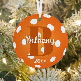 Pickleball Monogram Name Orange Ornament Aus Metall