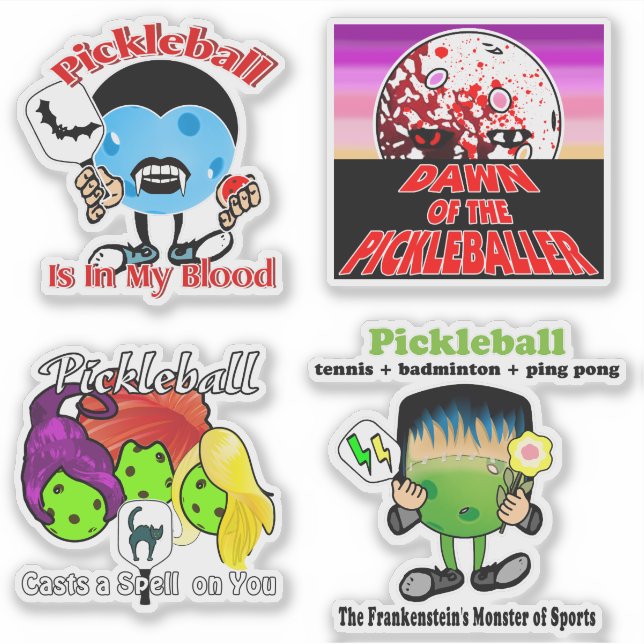 Pickleball-Monster Vampire Hexen Zombies Aufkleber (Vorderseite)