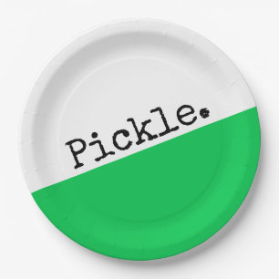 Pickleball-Motto in hellgrün-weißem Farbblock Pappteller