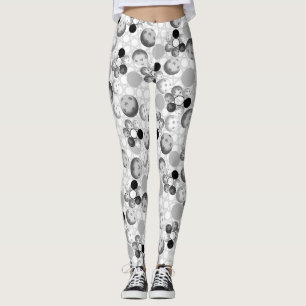 Pickleball Muster, Schwarzes, Weiß und Grau Leggings