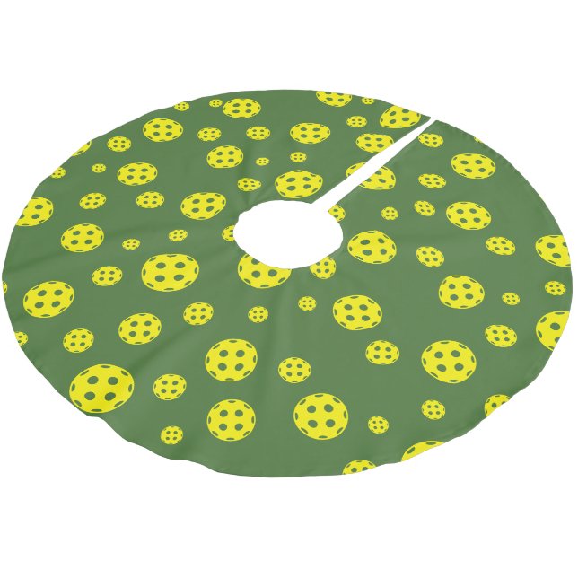 Pickleball-Muster Weihnachtsbaumrock Polyester Weihnachtsbaumdecke (Schrägansicht)