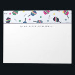 Pickleball nach Pickleball Dink Notepad ausführen Notizblock<br><div class="desc">Dieses Notizblock weist ein lebendiges,  lustiges Muster mit gestreiften Pickleball-Paddeln,  Kugeln und dem Wort "dink!" auf. In Blau-,  Grün-,  Rosa- und Gelbtönen. Im Text steht "Nach Pickleball tun.." aber kann mit einer Phrase oder einem Namen Ihrer Wahl angepasst werden. Teil einer Sammlung von Parcel Studios.</div>