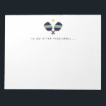 Pickleball nach Pickleball Player Notepad ausführe Notizblock<br><div class="desc">Dieses Notizblock verfügt über ein lebendiges,  lustiges Muster mit gestreiften Pickleball-Paddeln. In Blau-,  Grün- und Gelbtönen. Text lautet "To Do After Pickleball... ",  ist aber mit einer Phrase oder einem Namen Ihrer Wahl anpassbar. Ein tolles Geschenk für Pickleball-Spieler. Teil einer Sammlung von Parcel Studios.</div>
