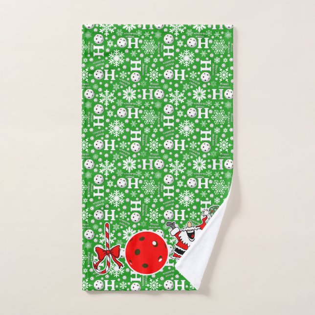 Pickleball Noël Joie Père Noël Ho Ho Ho Green (Serviette à main)