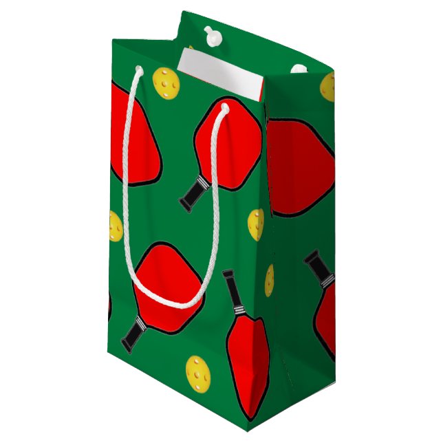 Pickleball Noël petit sac cadeau (Devant Angle)