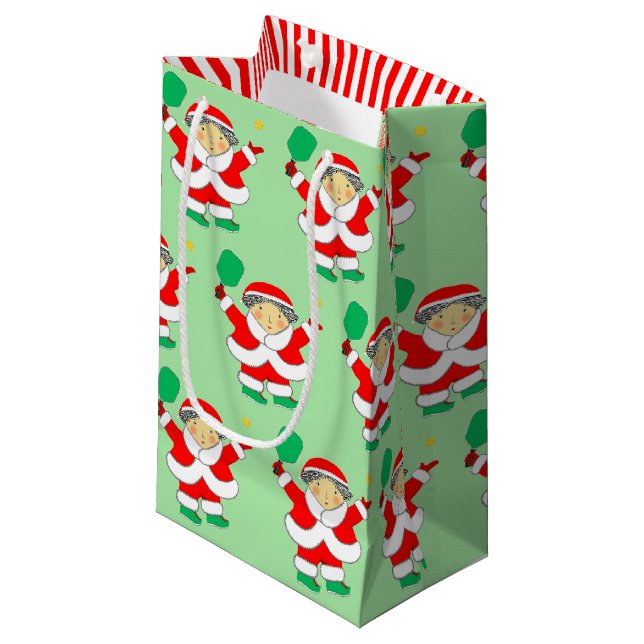 Pickleball Noël petit sac cadeau (Devant Angle)