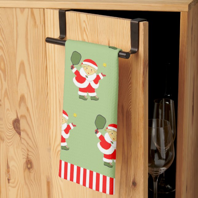 Pickleball Noël serviette de cuisine (Pliage en tiers)