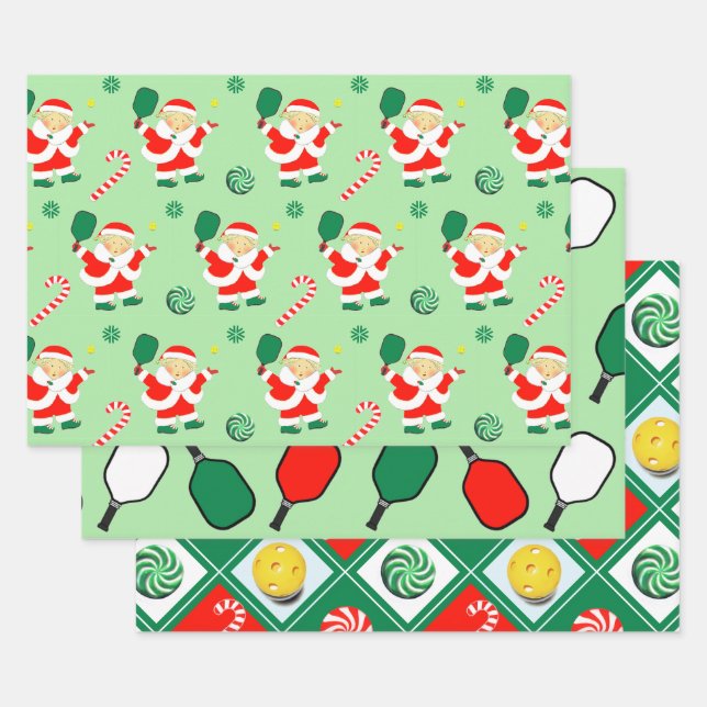 Pickleball Noël Vacances Papier cadeau d'enveloppe (Lot)
