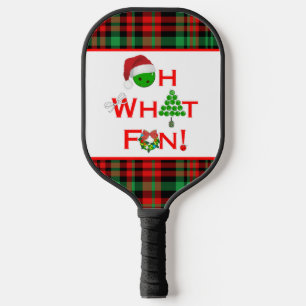 Pickleball Oh What Fun Red and Green Kariert Schläger