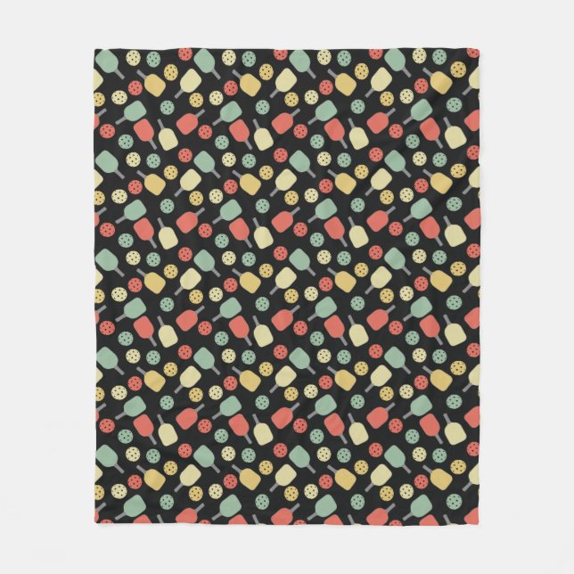 Pickleball-Paddel und Kugelmuster Fleecedecke (Vorderseite)