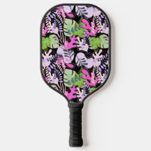 Pickleball Paddle: Abstrakte Blätter (schwarz/grün