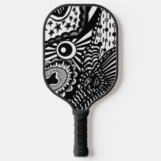 Pickleball Paddle Art Schwarz-weiß Doodle