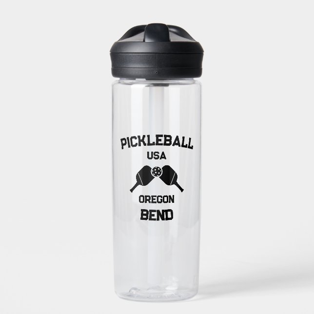 Pickleball Paddle & Ball Bend Oregon USA Custom Trinkflasche (Vorderseite)