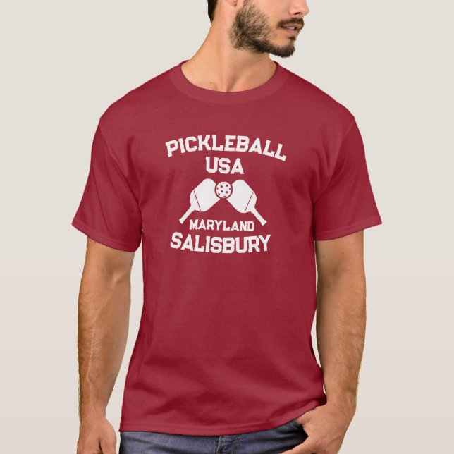 Pickleball Paddle & Ball Salisbury Maryland Custom T-Shirt (Vorderseite)