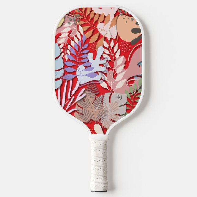 Pickleball Paddle: Bio Blätter (rot/schwarz) Pickleball Schläger (Vorderseite)