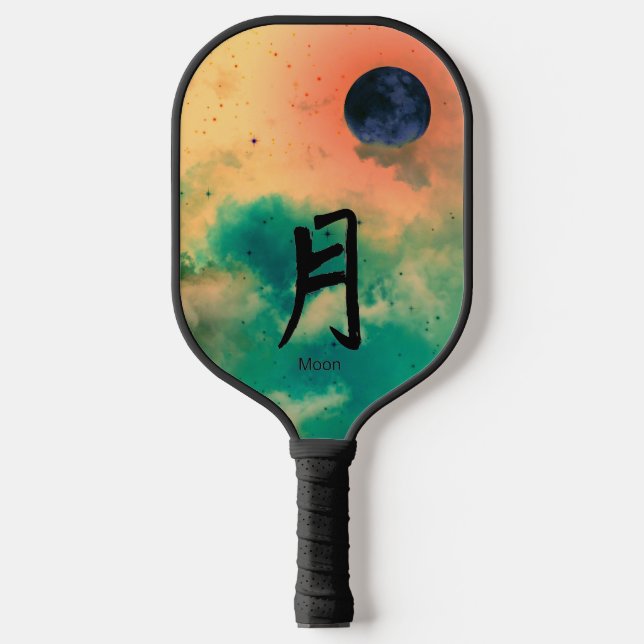 PICKLEBALL PADDLE BLACK MOON MIT JAPANISCHEN BLUME (Vorderseite)