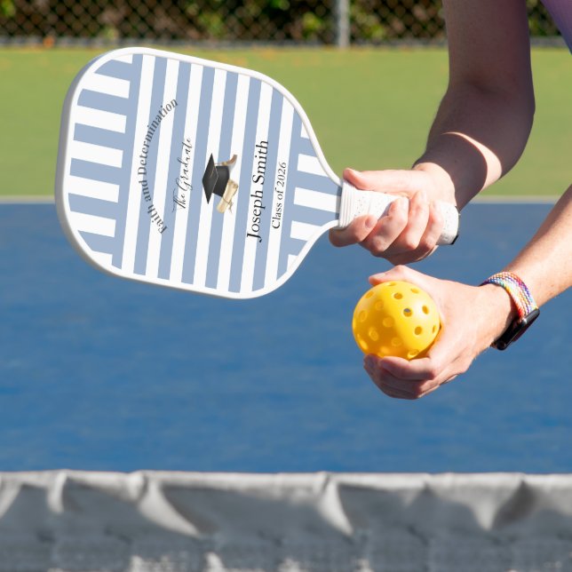 Pickleball Paddle Cute Blue Stripe Graduation  (InSitu)