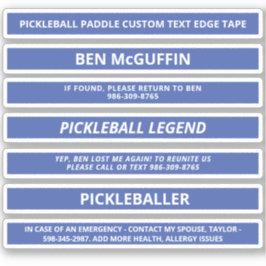 Pickleball Paddle Edge Tape Individuelle Name ICE  Aufkleber