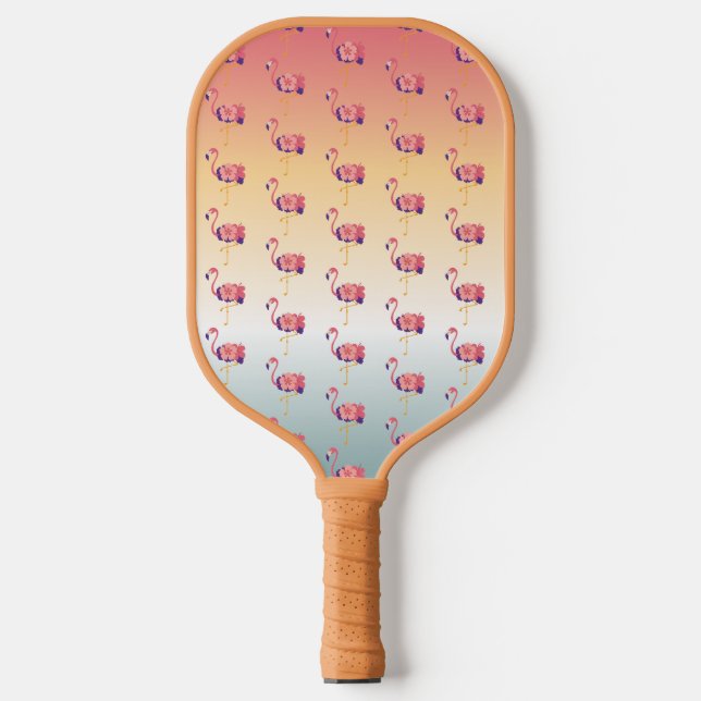 Pickleball Paddle Flamingo Sunset Birds (Vorderseite)