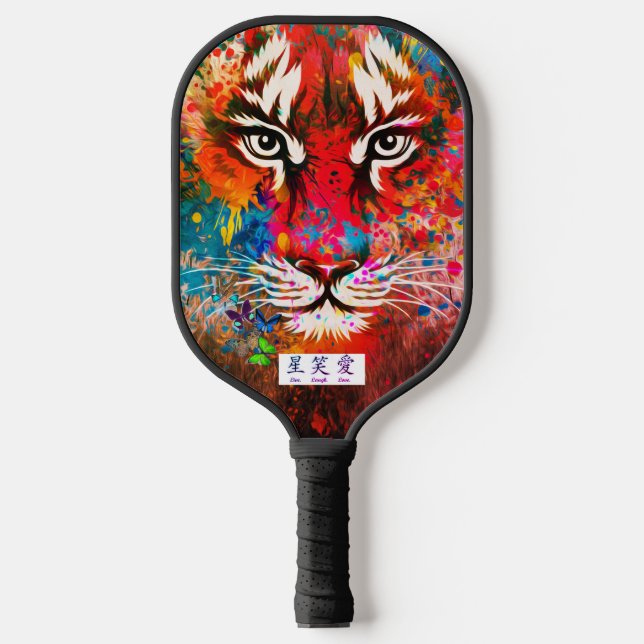 Pickleball Paddle GEDRUCKT TIGER MIT KANJI-SYMBOLS (Vorderseite)