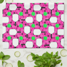 Pickleball Paddle - Magenta Honeycomb Hexagons Geschirrtuch