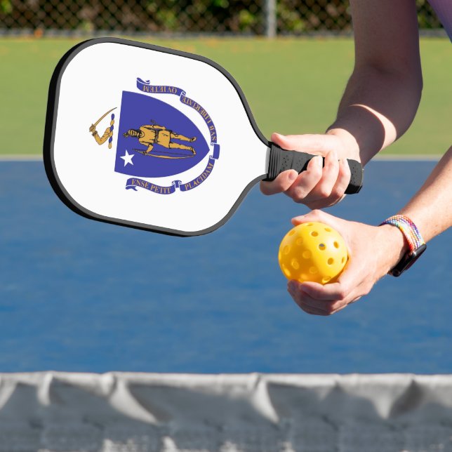 Pickleball Paddle mit Flagge von Massachusetts, US (InSitu)