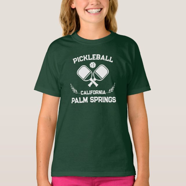 Pickleball Paddle Palm Springs California Custom T-Shirt (Vorderseite)