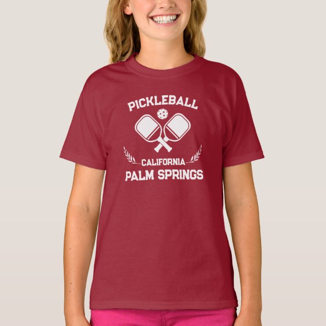 Pickleball Paddle Palm Springs California Custom T-Shirt (Vorderseite)