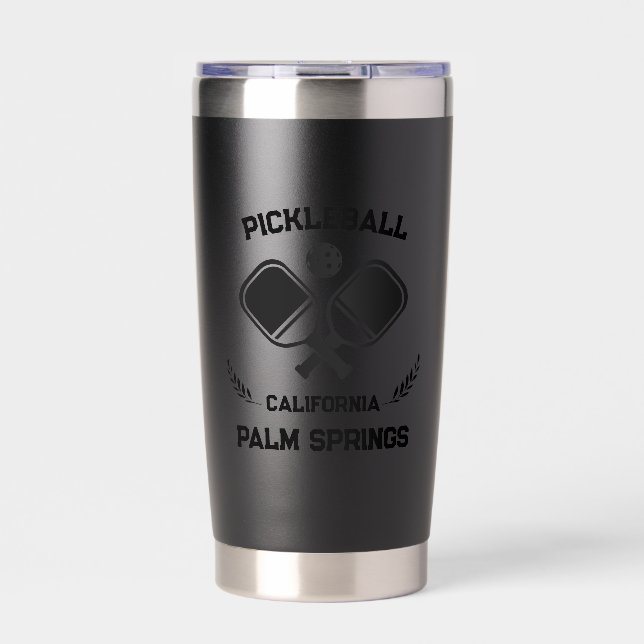 Pickleball Paddle Palm Springs California Custom Thermobecher (Vorderseite)