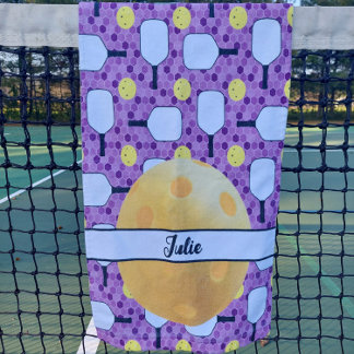 Pickleball Paddle Personalisiert Lila und gelb Handtuch