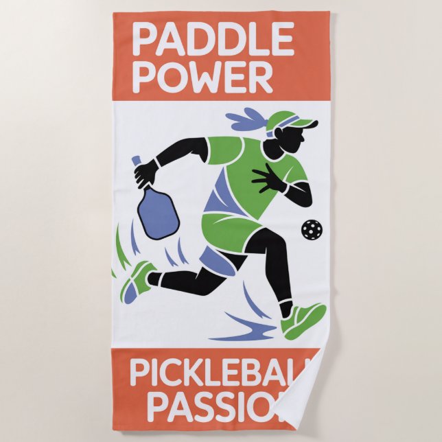 Pickleball Paddle Power Vacacation Style Strandtuch (Vorderseite)