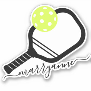 Pickleball Paddle Script Monogram Sticker