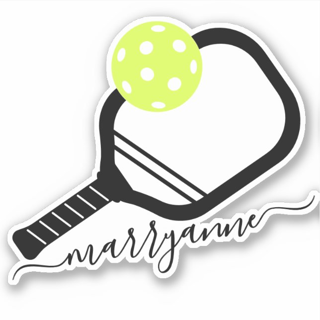 Pickleball Paddle Script Monogram Sticker (Vorderseite)