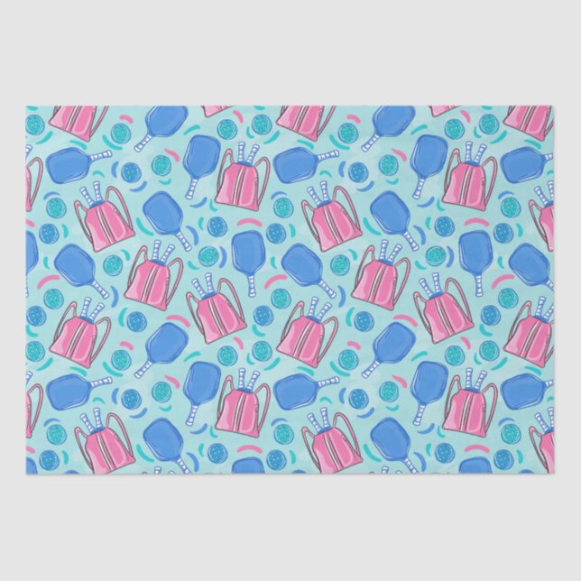 Pickleball Paddle und Balls Blue Small Seidenpapier (Vorderseite)