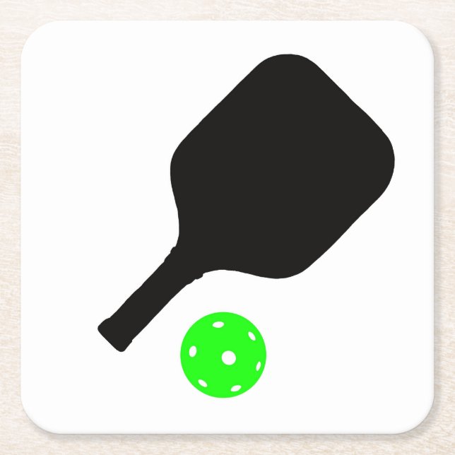 Pickleball-Paddle und grüne Bälle Rechteckiger Pappuntersetzer (Vorderseite)