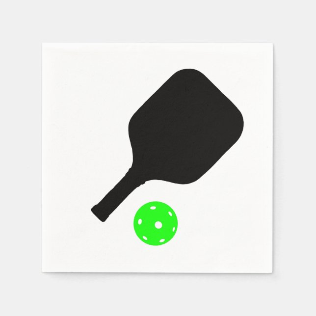 Pickleball-Paddle und grüne Bälle Serviette (Vorderseite)