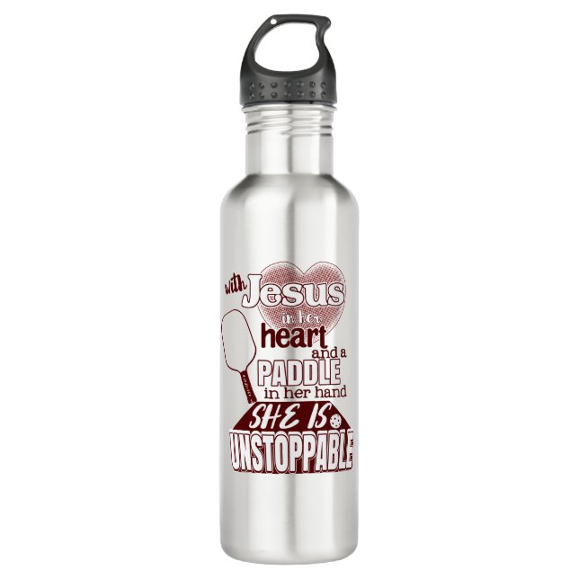 Pickleball Paddle und Jesus Edelstahlflasche (Vorderseite)