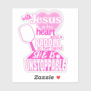 Pickleball Paddle und Jesus Sprichwort Aufkleber